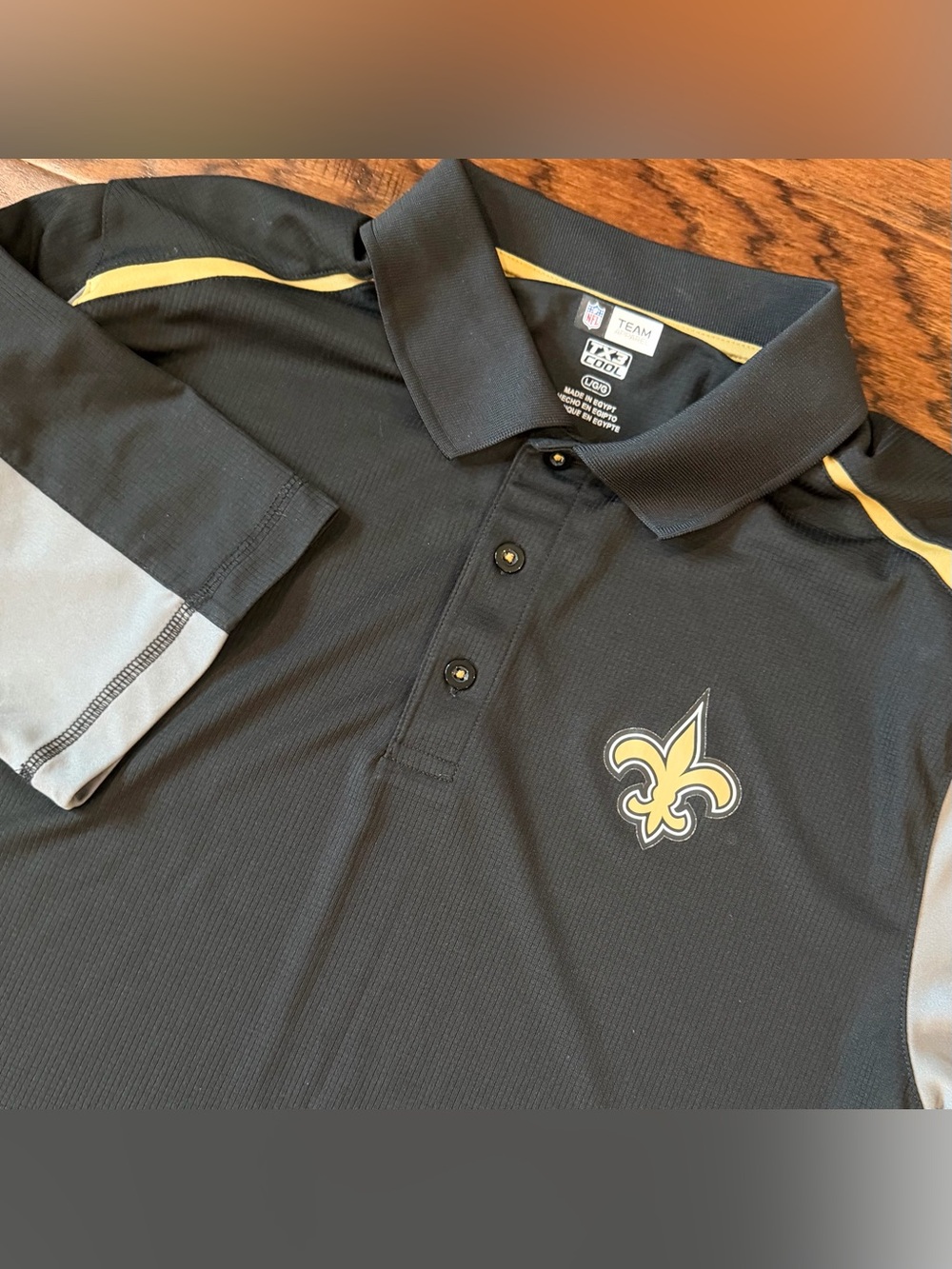 New Orleans Saints Men’s Polo Shirt NFL Team Apparel TX3 Cool Black Large